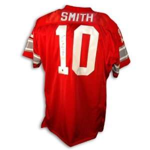 Troy Smith Ohio State Buckeyes Autographed Red Throwback Jersey