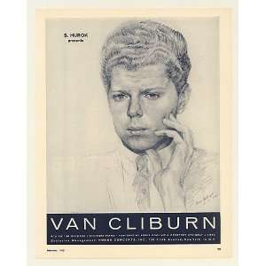 1960 Van Cliburn Illustration Booking Print Ad (Music Memorabilia 
