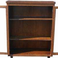 Mid Century Modern Walnut & Glass Cabinet Bookcase  
