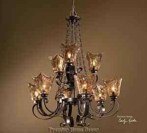Old World Tuscan 9 Light Chandelier Heavy Glass Globes  