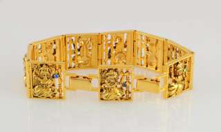   Kennedy Replica Cambodian Goddess Link Bracelet 14KT Yellow Gold Ep