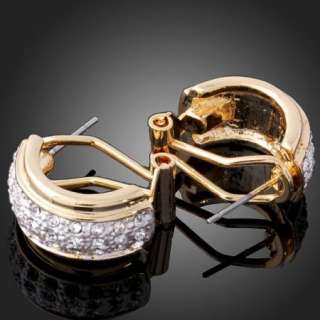 ARINNA Swarovski clear Crystal gold GP simple Earrings  