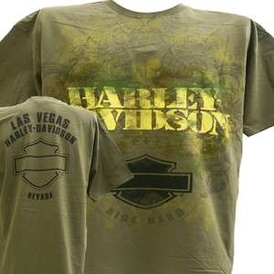 Harley Davidson Las Vegas Dealer Tee T Shirt GREEN XL #BRAVA1  