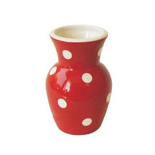  Terramoto Ceramic Polka Dots 6 Inch Vase, White on Yellow 
