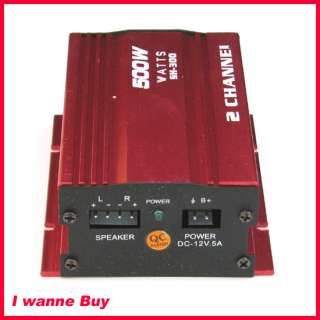   100% Brand New 500W 2 CH USB Power Stereo AMP Amplifier Car Boat Motor