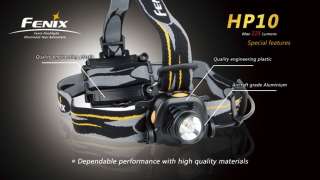 Fenix HP10 225 Lumen Cree XR E Q5 LED Headlamp Head Torch Flashlight 