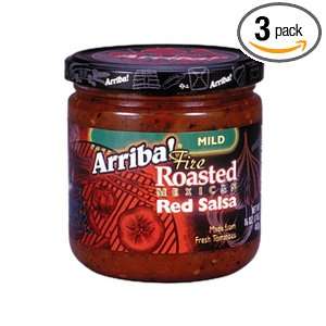 Arriba Fire Roasted Mexican Red Salsa, Mild, 16 Ounce Jars (Pack of 3 