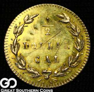 1875 $1/2 California Indian GOLD Round Half Dollar CHOICE BU 