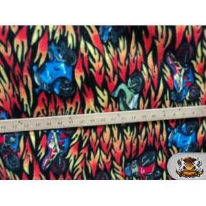  Fleece Printed MISC *MOTORCYCLE FLAME* Fabric By the Yard 