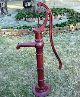 42 Tall Hand Pump Distressed Red Iron Garden Decor  