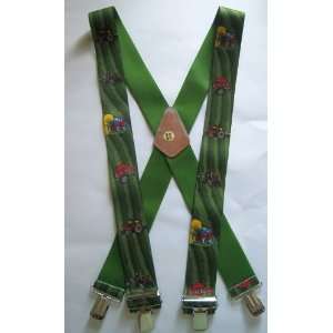 Green Tractors Farmer Gardening Suspenders XL 48 