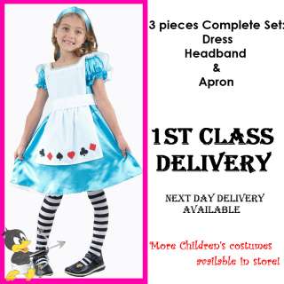 Alice in Wonderland Girls Fancy Dress Costume 4 12yrs S/M/L Cowgirl 