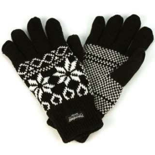   Snowflake Thinsulate Lined 40gram 3M Knit Snow Ski Gloves Black M/L