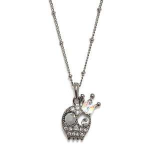 High Gloss Hematite Alexander Mcqueen Style Fuzzy Skull with Crystal 
