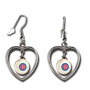   Chicago Cubs Mini Baseball Heart Earrings by Aminco