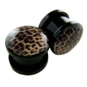  Cheetah Print Saddle Ear Plugs   Cheetah Style Acrylic Ear 