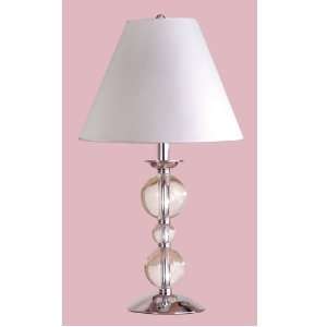   Light Table Lamp, Chrome and Crystal Balls, Silk Fabric, B9329