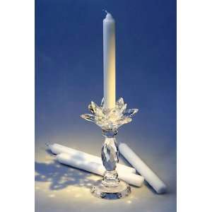  Crystal Glass Candle Holder Giftset with 4 Lacquered Taper 