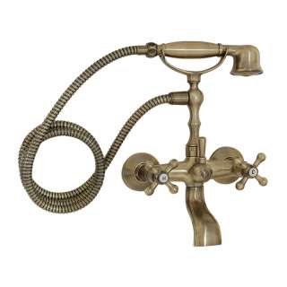 FREUER Vasca, Antique Brass, Solid Brass, Wall mount claw foot faucet 