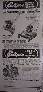 1937 Antique Eclipse Lawn Mower Wheel Roller Type Ad  