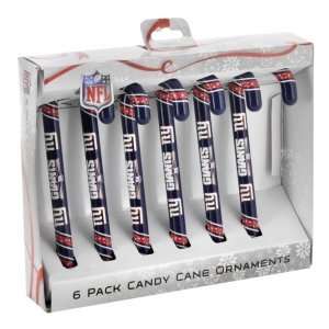  New York Giants Candy Cane Ornaments   Set of 6