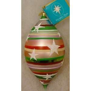 Christopher Radko Star Strewn Stripe Glass Ornament NEW