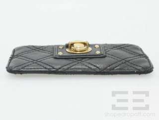 Marc Jacobs Black Leather Quilted Pushlock Coin Purse  