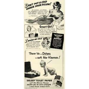 1942 Ad Delsey Wondersoft Toilet Paper Kleenex Tissue   Original Print 