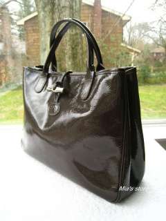 AUTH Longchamp Purse Roseau Verni Patent Leather Satchel Tote Bag MSRP 