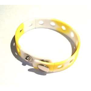 Yellow and White Rubber Bracelet Wristband for Shoe Jibbitz Crocs 