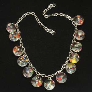 Speckled Glass Marbles Necklace Vintage  