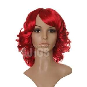  Bright Red Curly Rihanna Style Ladies Wig     Premium 