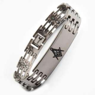 New Mens MASONIC Titanium Magnetic Bracelet Gift Boxed Freemason 