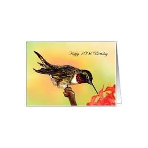  100 Years Old Hummingbird and Flowers Birthday Cards Card 