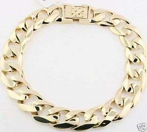 New Mens 10K Solid Gold Cuban Link Bracelet 9.25 13mm  