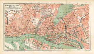 Antique Map HAMBURG ALTONA GERMANY Meyers 1895  