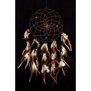 Black Native American Dreamcatcher with Feathers   8.5 Diameter / 18 