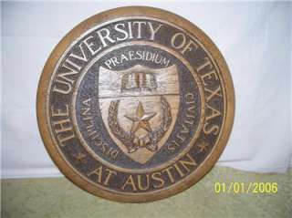 University of Texas Austin Scholar Plaque Wall Hanging College UT 