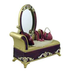 Victorian look Jewelry Box Dresser w/Mirror burgundy  