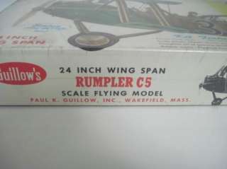 GUILLOWS GERMAN RUMPLER C5 WW1 2 SEAT RECONAISSANCE PLANE 1950S MODEL 