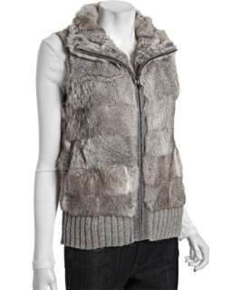 Heartloom dove rabbit fur knit Antonia zip front vest
