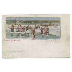   Island 10, On South Beach, cpy 1897 people in old bathing costumes