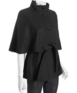 Betsey Johnson black wool blend tie waist cape coat