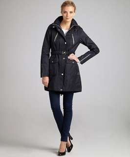 Laundry by Shelli Segal navy cotton blend utility trench coat