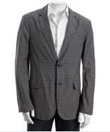 John Varvatos Star USA metal grey plaid cotton two button blazer style 