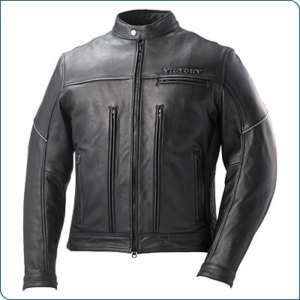 Mens Victory Black Motorcycle STEALTH Leather Jacket  