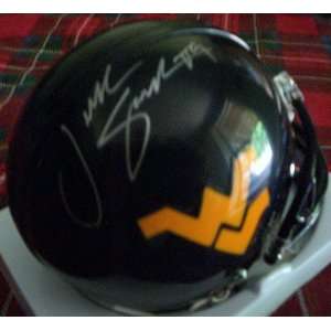  Jock Sanders Autographed WVU Riddell Mini Helmet 