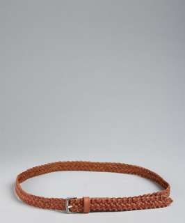 Fashion Focus light sienna braided leather skinny belt   up to 