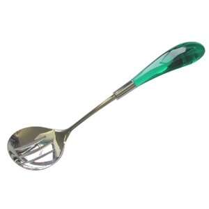    Pedrini Miro Slotted Spoon Emerald Green Handle