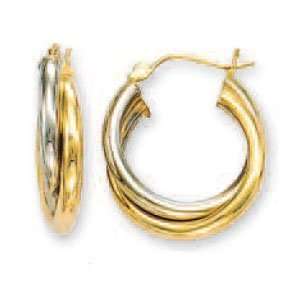    14k Two Tone Intertwined Large Hoop Earrings   JewelryWeb Jewelry